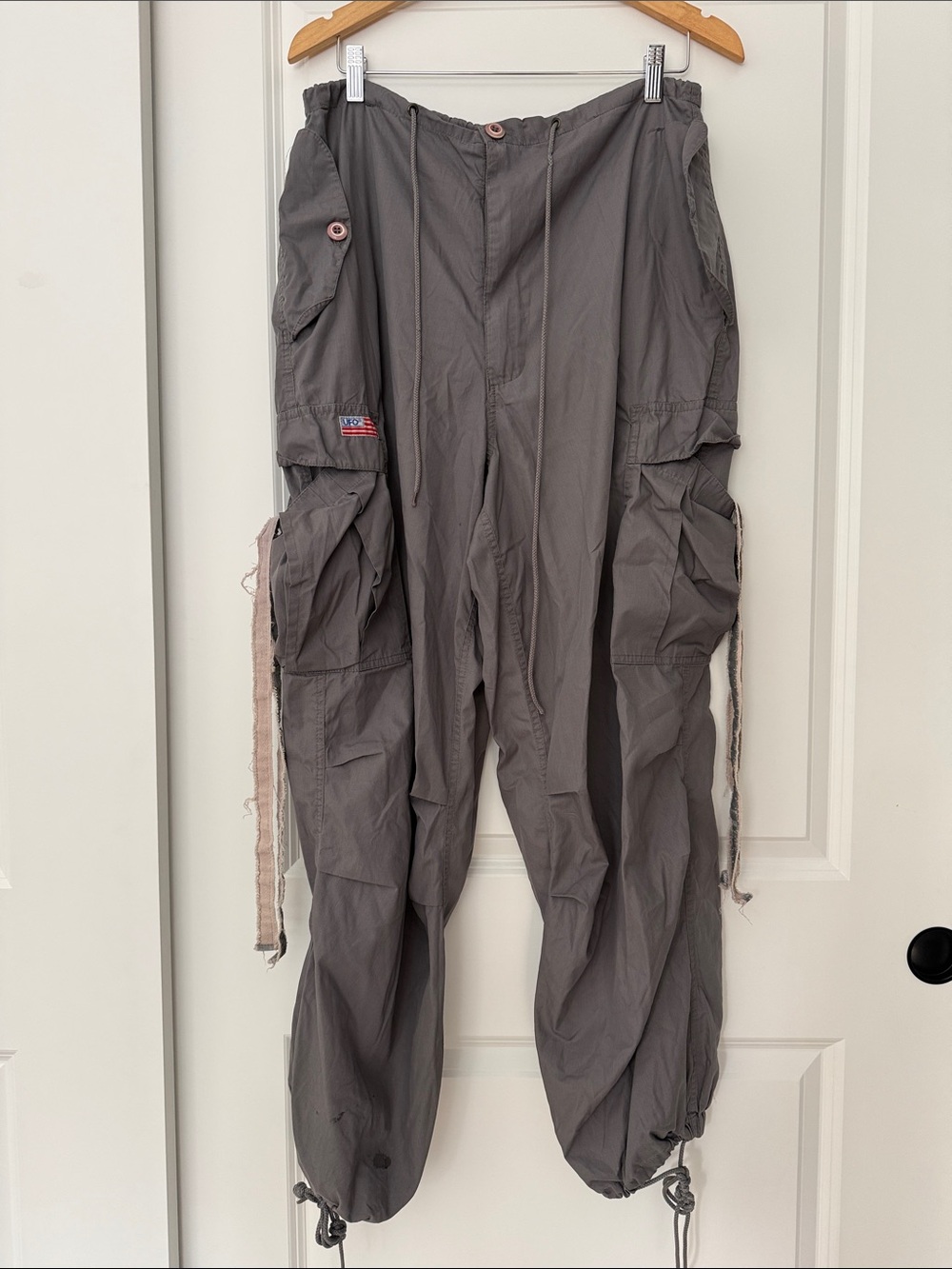Vintage UFO Parachute Pants Grey Y2K Authentic